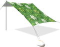 St Patrick's Day Clovers White Green Beach Tent Sun Shelter Set UPF50+ UV Protection 10.5 x 9.19 FT Camping Shade Canopy with Sandbags Sand Anchors Carrying Bag and Others