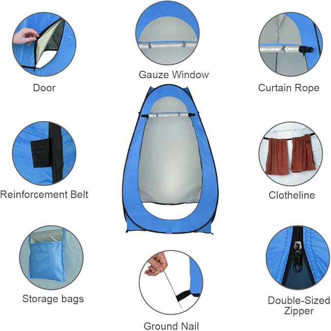 Pop Up Pod Changing Room Privacy Tent – Instant Portable Outdoor Shower Tent Camp Toilet Rain Shelter for Camping &amp Beach – Lightweight &amp Sturdy Easy Set Up Foldable - with Carry Bag-Blue