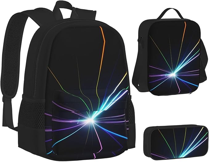 3pcs Backpack Sets Laser Light Printed Backpacks Set With Lunch Bag Pencil Pouch