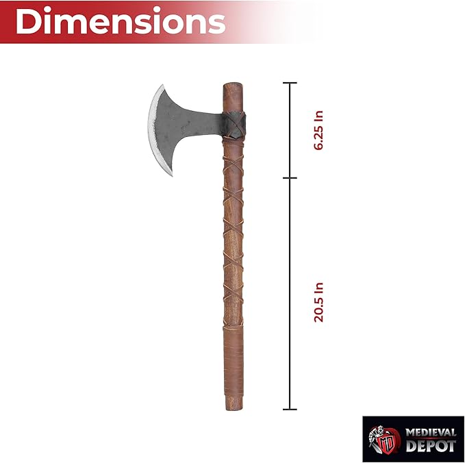 MedievalDepot Fully Functional Norse Terror Battle Axe - Overall 23 Hand Forged Carbon Steel