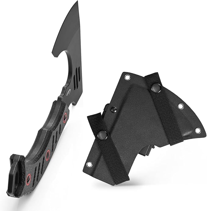C1391 Camping Axe Camping HatchetDC53 Steel Blade with Micarta Handle Survival Hatchets Bushcraft Axe with Kydex Sheaths for Camping Hiking and Chopping Wood(Black)