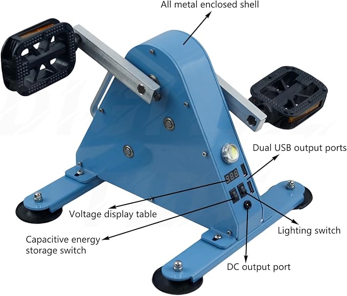 Portable Foot Pedal Generator 50W/100W Hand Crank Generators with USB Interface/DC1-35V Output Fitness Bicycle Generator Charger