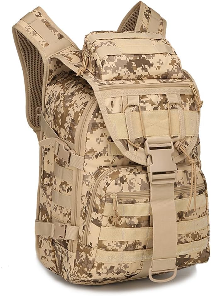 Outdoor Tactical Backpack Military Molle Bag Hiking Daypacks for Camping Trekking Hunting Traveling Motorcycle (Desert Digital)