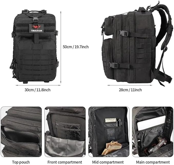 42L Tactical Backpack Bag with USA Patch Camo Brown