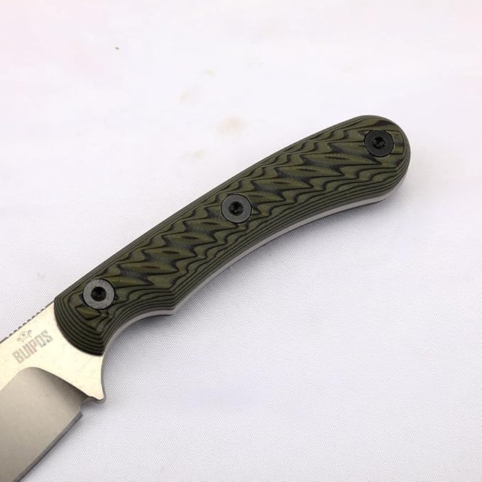 Portable Knife 7.7 inch DC53 Fixed Blade Outdoor Camping Portable Straight Knife with Kydex Sheath Available in Black and White (Green handle white blade)