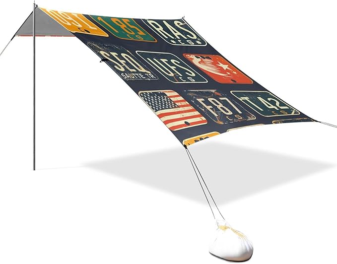 ALAZA Automobile Plate License Utah USA Or Indiana Different State Car Registration Beach Tent Sun Shelter Portable Canopy Sunshade for Outdoor Camping Picnics Backyard Fun 10x9 ft