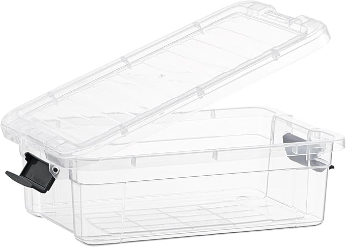 Superio Storage Bins with Lids- 6 Pack 2.3 Qt Clear Boxes for Organizing Stackable Plastic Containers- BPA Free Non-Toxic Odor Free Organizer for Home Office Dorm