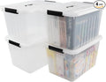 4-Pack 25 Quart Storage Boxes Plastic Storage Latch Bin with Handle Clear