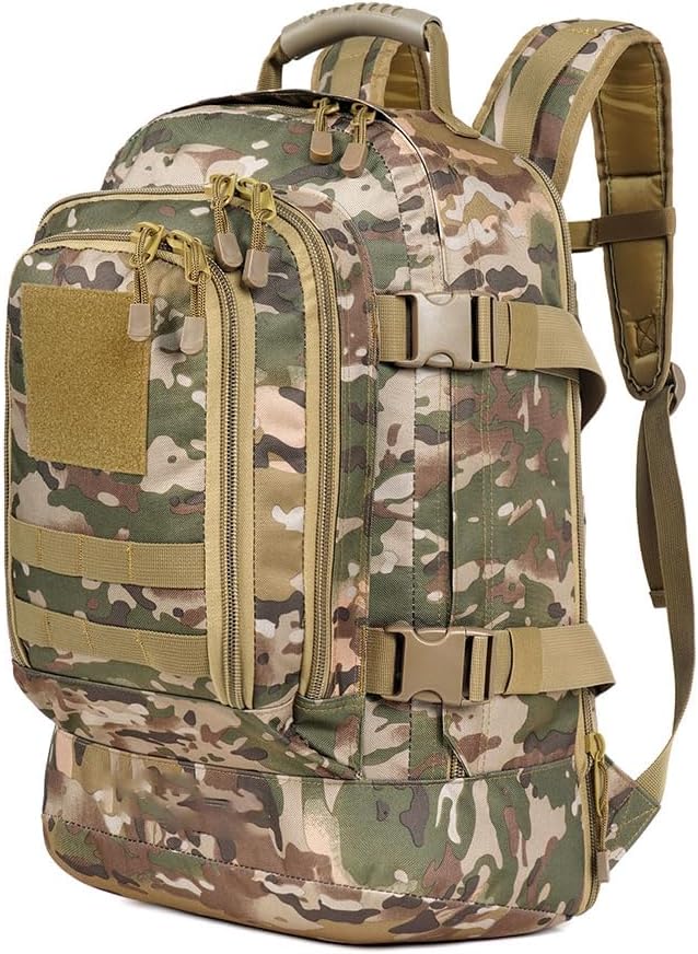 Tactical Military Backpack for Men 45L Gym Backpacks Outdoor Bag Large MOLLE Daypack for Rucking Hiking Fishing Camping (CP)