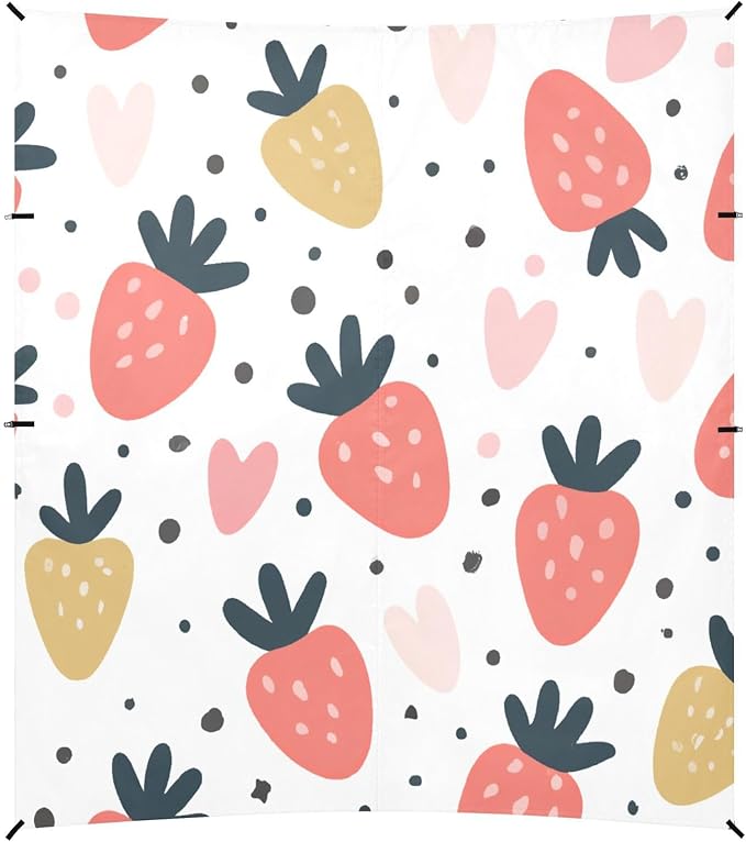 Cartoon Strawberry Beach Tent Sun Shelter Set UPF50+ UV Protection 10.5 x 9.19 FT Camping Shade Canopy with Sandbags Sand Anchors Carrying Bag and Others