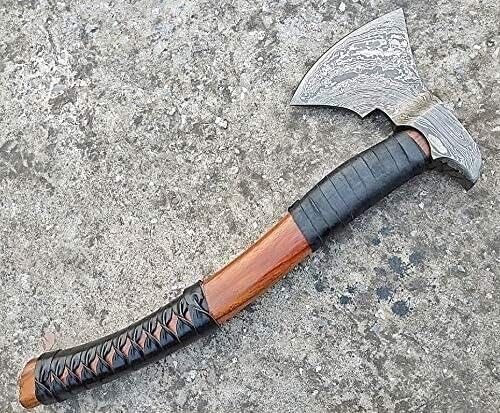 Viking Axe Custom Handmade Stainless Steel Axe Gorgeous Solid Rose Wood Handle