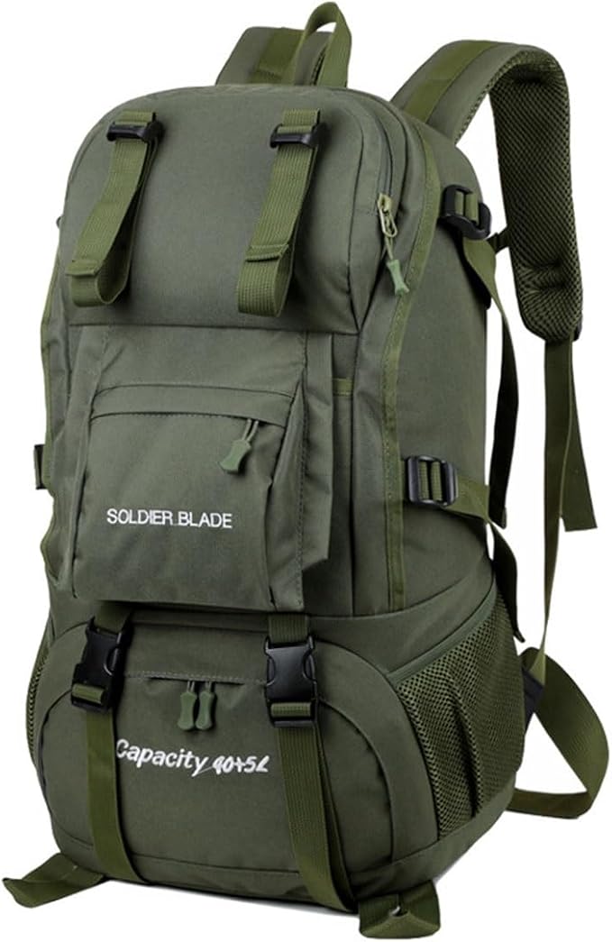 LINGYUE 45L Hiking Backpack Bagpack Waterpoof Outdoor Travel Daypack With 14 Laptop Compartment For Camping Trekking Climbing(Green)
