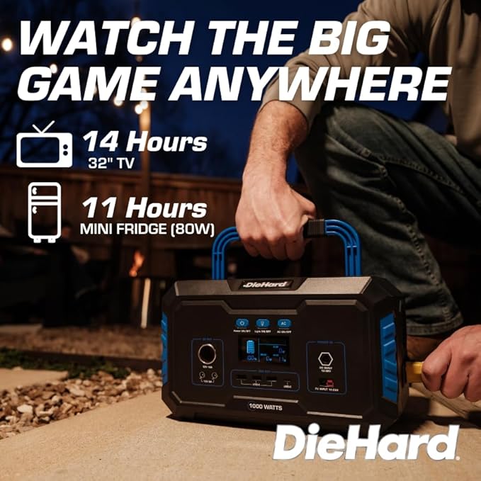 DieHard Portable Power Station 1000-Watt (2000-Watt Peak) - Quiet Lightweight Solution for Home Backup Weather Emergencies Outdoor Recreation Jobsite