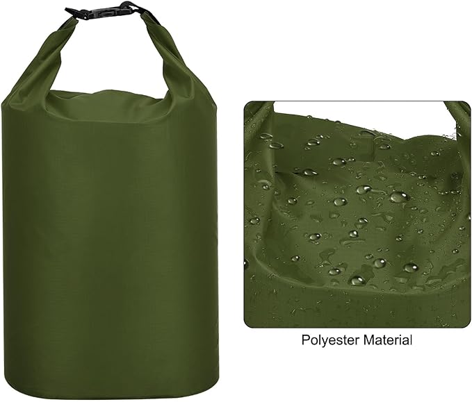 PATIKIL Waterproof Dry Bags 5 Pack Portable Dry Sack Roll Top Bag Lightweight Dry Storage Bag for Gym Kayaking Hiking Swimming Camping Green (1.5L 2.5L 3.5L 4.5L 6L)