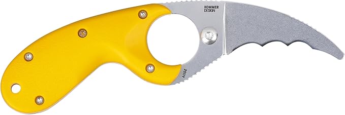 CRKT Bear Claw Fixed Blade Knife with Sheath: Rafting Rescue Self-Defense Serrated Blade with Blunt Tip Yellow Glass-Reinforced Nylon Handle Positive Sheath Lock 2511Y