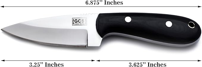 GCS Handmade D2 Steel Hunting Knife with Black Micarta Handle Full Tang Blade and Leather Sheath for Hunting Hunting Camping Survival EDC-GCS 917