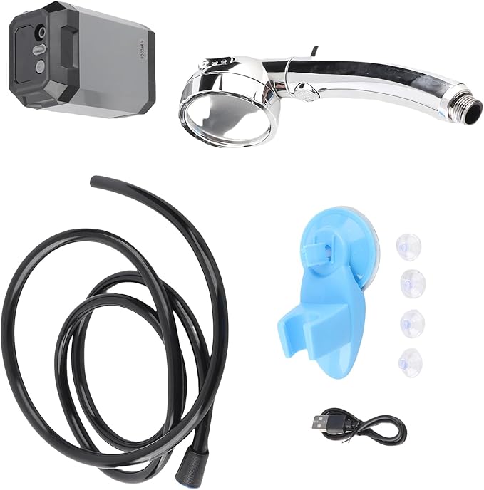 Irfora Portable Outdoor Shower USB Rechargeable Digital Display Camping Shower 5400mAh Battery Travel Kit for Hiking Traveling (Grey)
