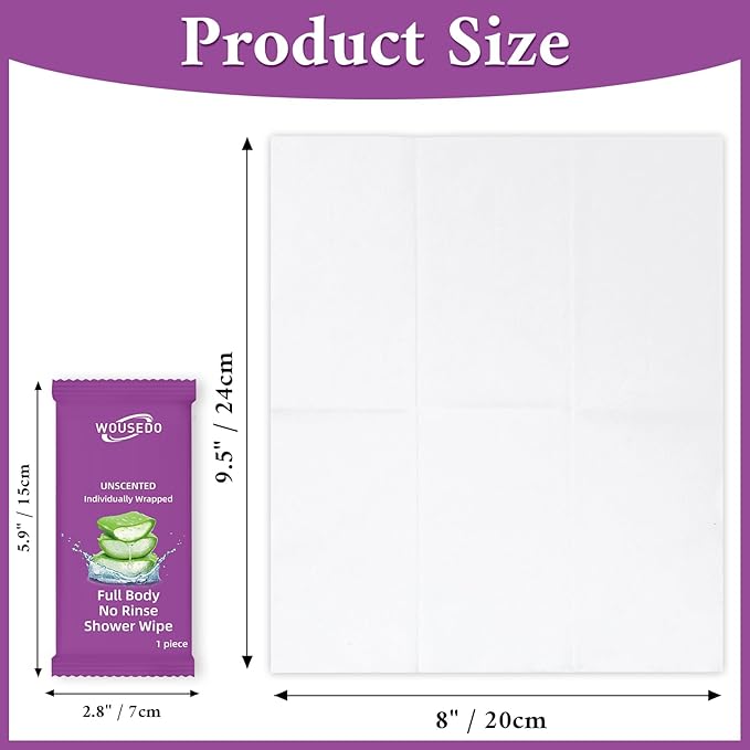 300 Pack Body Wipes Individually Wrapped(8 x 9.5)Shower Wipes for Adults Bathing No RinsePersonal Cleansing Wipes for Travel GymBulk Deodorant for Homeless