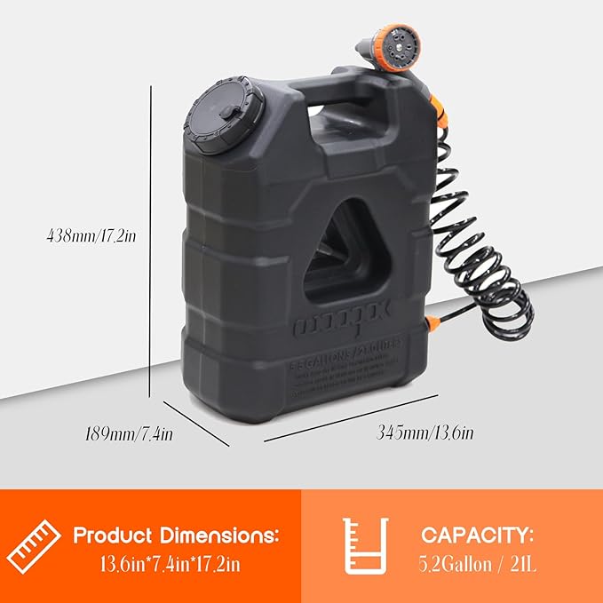 5.5 Gallon Portable Water Tank with Pump and 8 Modes Sprayer Emergency Water Container for Camping Shower Off Road Shower Outdoor Hiking Picnic (Pressurized Water Tank Bracket Set)