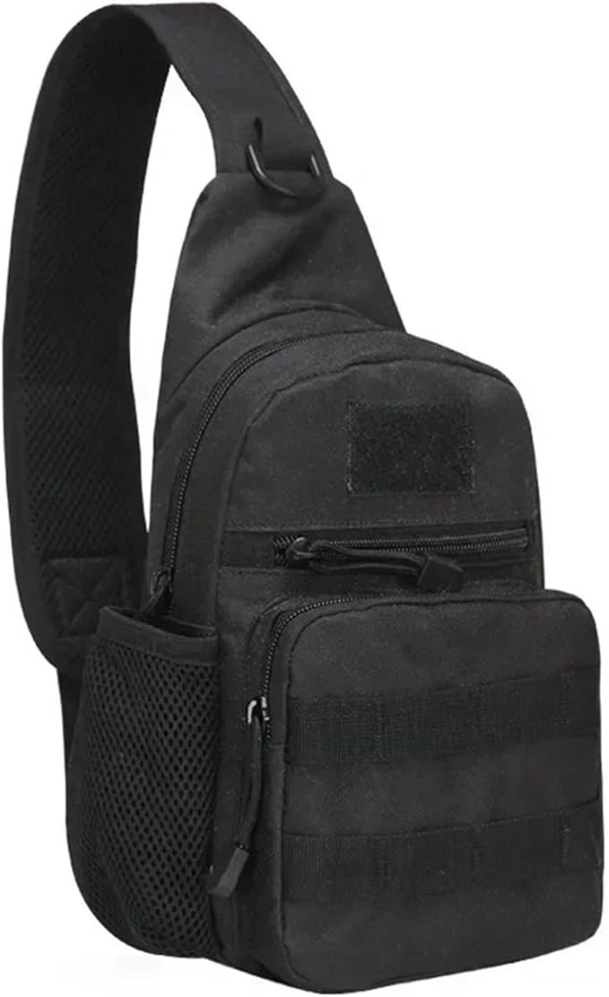 Tactical Shoulder Bag Men Hiking Backpack Nylon Outdoor Hunting Fishing Molle Trekking Sling Bag(Black)