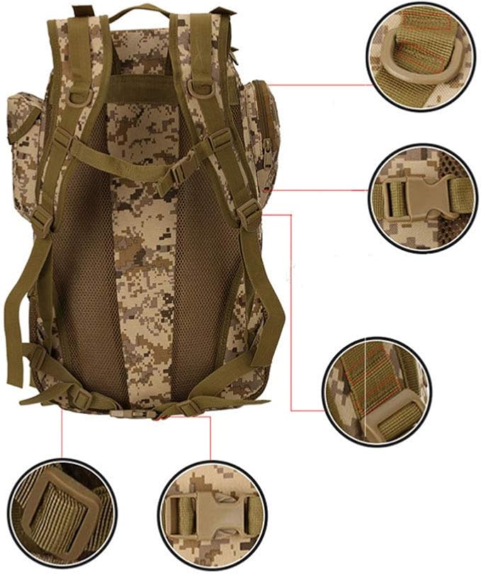 Outdoor Sports Pack Hiking Bag Tactical Rucksack Camo Knapsack Combat Camouflage Tactical Molle 45L Backpack