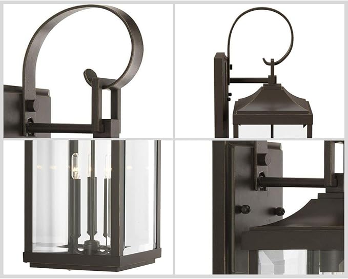 Gibbes Street Collection 3-Light Clear Beveled Glass New Traditional Outdoor Large Wall Lantern Light Antique Bronze