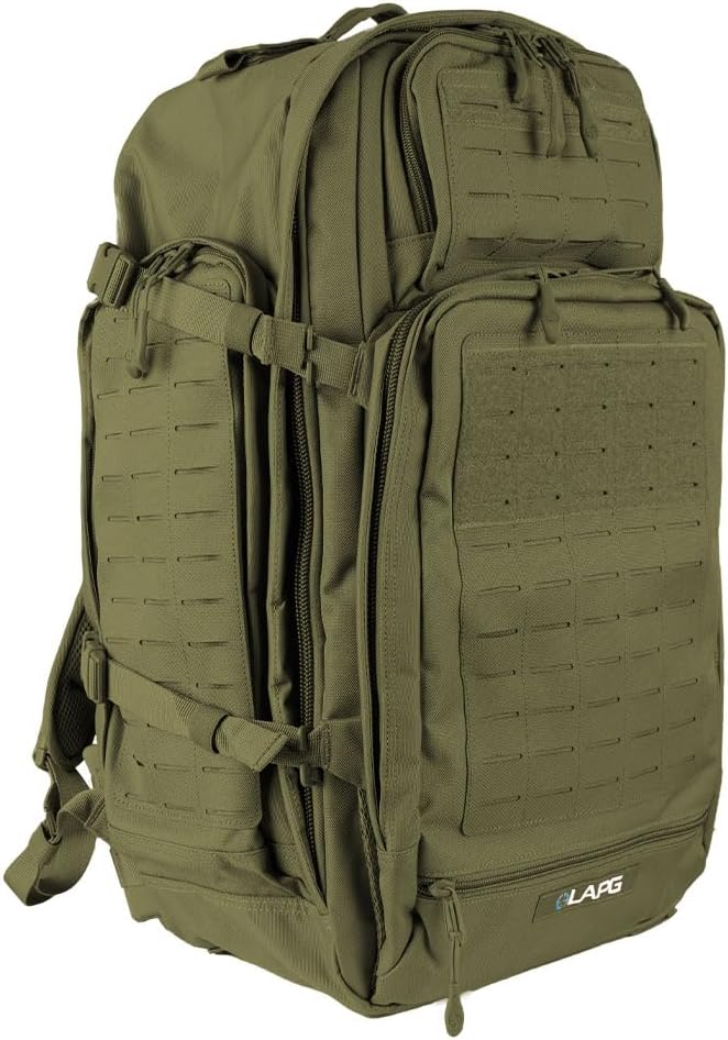 LA Police Gear Atlas 72 Hour Tactical Backpack for Men &amp Women Large Bug Out Bag with MOLLE System Hiking Hunting Combat Backpack OD Green