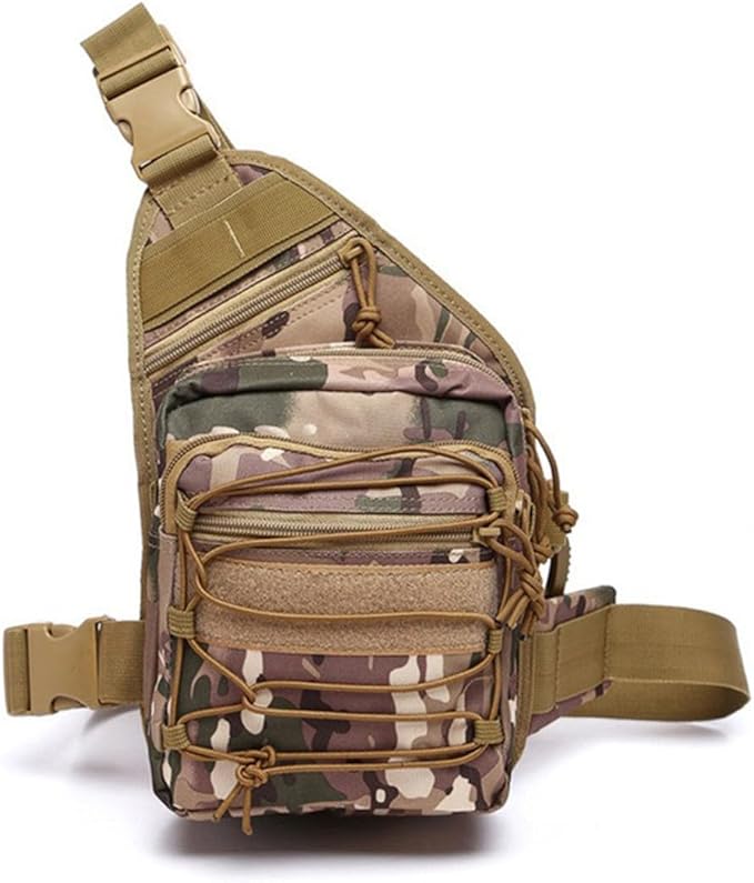 Tactical Shoulder Sling Bag Outdoor Military Small Crossbody Chest Pack Sling Daypack for Men Traveling Trekking Camping Fishing (CP)