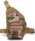 Tactical Shoulder Sling Bag Outdoor Military Small Crossbody Chest Pack Sling Daypack for Men Traveling Trekking Camping Fishing (CP)