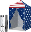 EAGLE PEAK 5x5 Instant Canopy with 4-Side Wall Panels Small Pop up Portable Canopy Tent with Carry Bag Light Weight Sun Shelter for Sports Camping and Beach American Flag