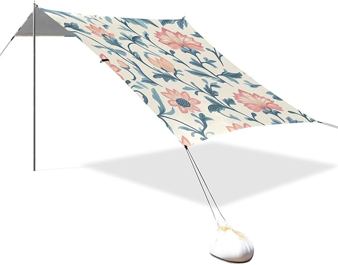 ALAZA Luxury Indian Foral Beach Tent Sun Shelter Portable Canopy Sunshade for Outdoor Camping Picnics Backyard Fun 10x9 ft
