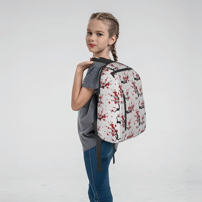 Men Women Bookbag Japanese Watercolor Cherry Blossom Laptop &amp Tablet Backpack for Travel &amp Work