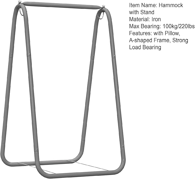 Hammock Chair Stand A-Frame Swing Stand for Indoor &amp Outdoor 220lbs Capacity Includes Pillow Powder-Coated Steel for Patio Garden Backyard(Included Hammock)