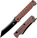 KATSU AUS-8 Steel Blade Folding KnifePocket Knife for Men G10 Handle Liner Lock Japanese Style Front Flipper EDC Knife with Clip Black Titanium Coated/Stonewashed finish