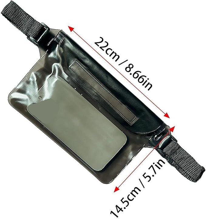 Waterproof Dry Bag Waterproof Swimming Bag Ski Drift Diving Shoulder Waist Pack Bag with Waist Strap Phone Fanny Pack Mobile Belt Bag for Rafting for SwimmingBoating(Black)