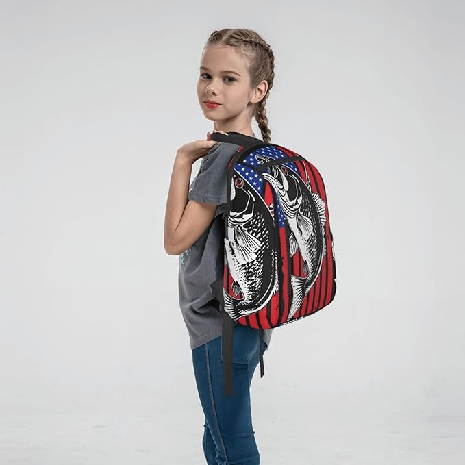 American Bass Fishing Lure Flag Backpack Lightweight Bookbag