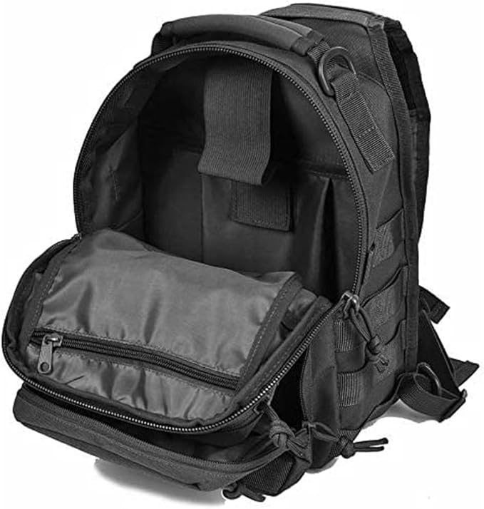 REEBOW GEAR Tactical Sling Pack for Men Military Single Shoulder Backpack Outdoor EDC Range Bag (Style 01-Black)