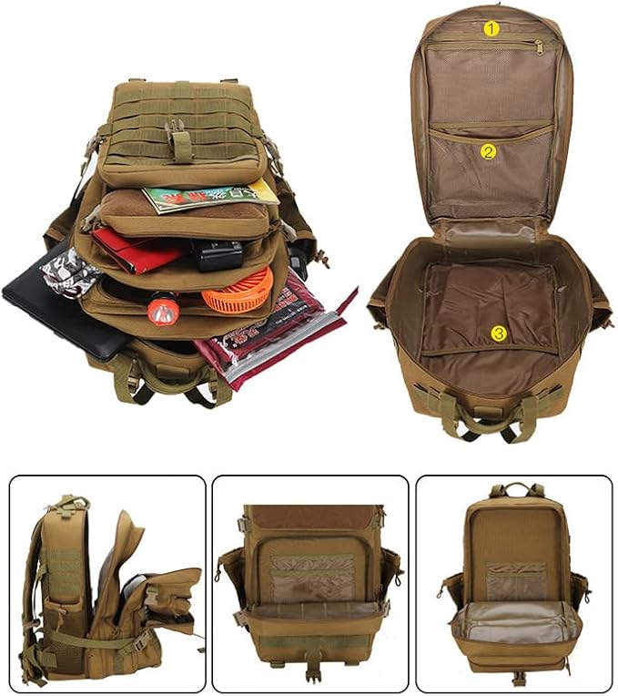Outdoor Sports Pack Hiking Bag Rucksack Knapsack Combat Camouflage Tactical Backpack- Black