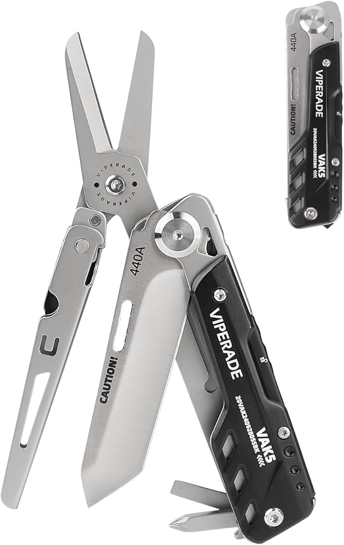 VIPERADE VAK5 Folding Knife with Scissors Pocket Multitool Knife with Belt Clip Prefect for Survival Housework Hunting Camping and Everyday Use (VAK5)