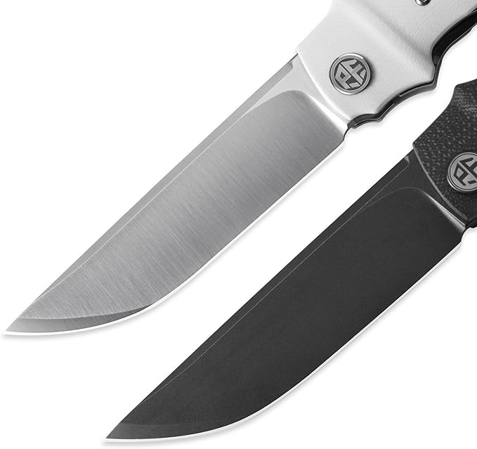 Petrified fish PFB04 Tena Folding Knife 3.82 D2 Steel Satin Blade G10 Handle Pocket Folding knife for EDC Camping Outdoor (White Satin)