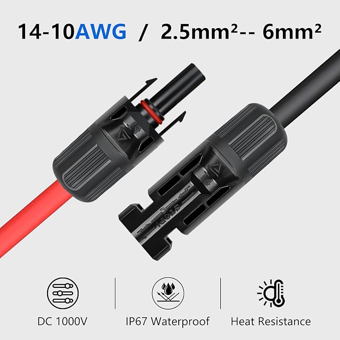 80PCS Solar Connectors 40 Pairs IP67 Waterproof Solar Panel Connectors with 2 Spanners Suitable for Solar Wire 14-10 awg.(Without Solar Crimper)
