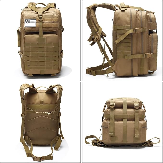 Military Tactical Backpack Large Army 3 Day Assault Pack Molle Bag Backpacks (Mud Color)