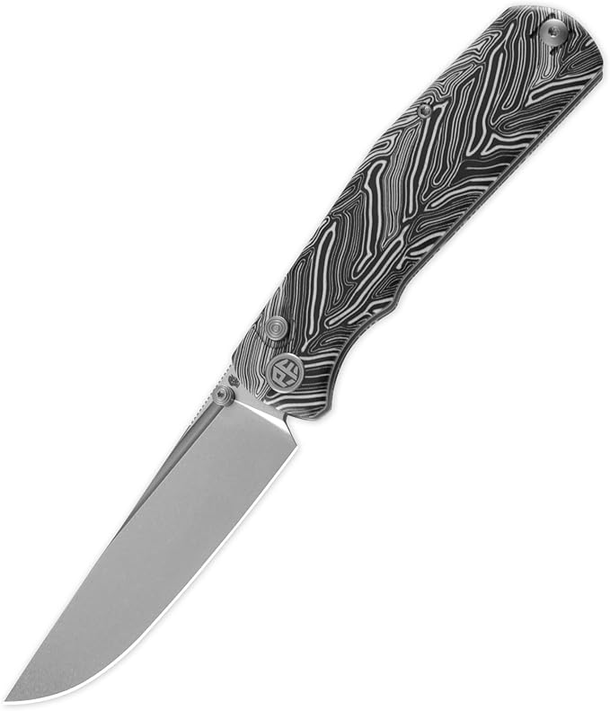 Petrified fish PFP14 Lis Folding Knife3.90 10Cr15CoMov Steel Stonewashed Blade G10 Handle Pocket Knife for Camping EDC Outdoor (White Stonewashed)