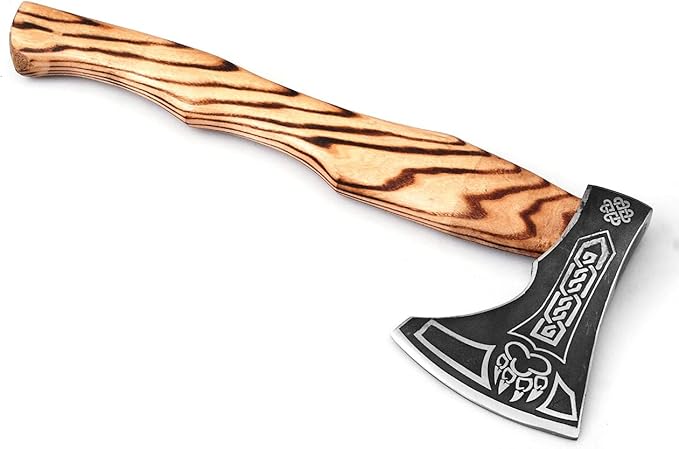 Bend D- Custom Handmade Stainless Steel Hatchet Viking Axe Art - Ash Solid Wood Handle