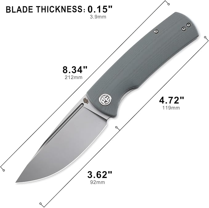 Petrified fish PFP01 k110 steel folding knife G10 handle Front flipper outdoor Camping survival hunting EDC tool knives (Gray)