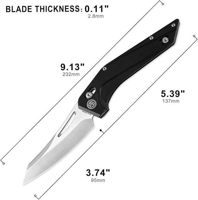 Petrified fish PFP15 Frigate Folding Knife3.82 CPM S35VN Steel Satin Blade Aluminium Handle Pocket Knife for Camping Outdoor (Black Aluminum &amp Satin)