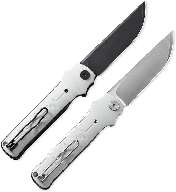 Petrified fish PFB04 Tena Folding Knife 3.82 D2 Steel Satin Blade G10 Handle Pocket Folding knife for EDC Camping Outdoor (White Satin)