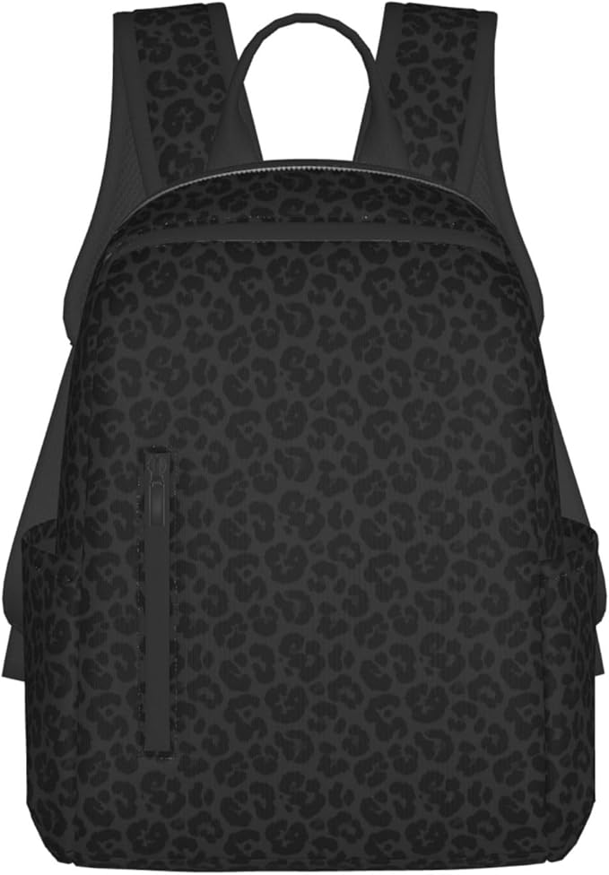 Dark Gray Black Leopard Cheetah Print Laptop Backpack Waterproof Book Bags Multipurpose Laptop Backpack for Hiking Camping College