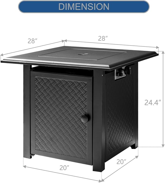 28 Inch Propane Fire Pit Table 50000 BTU Steel Gas Fire Pits for OutsideOutdoor Gas Firepit with Lid and Lava Rocks Propane Firepit for Paito Garden BackyardAdd Warmth to Gatherings