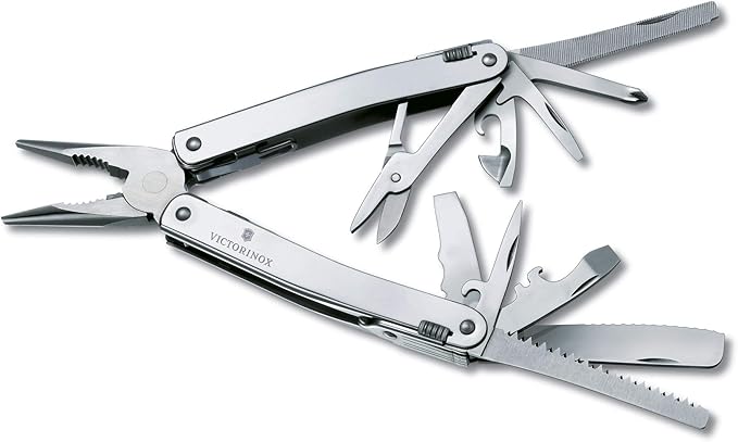 Victorinox Swiss Tool Spirit XC Swiss Army Pocket Knife Large Multi Tool 24 Functions Locking Blade Case Silver